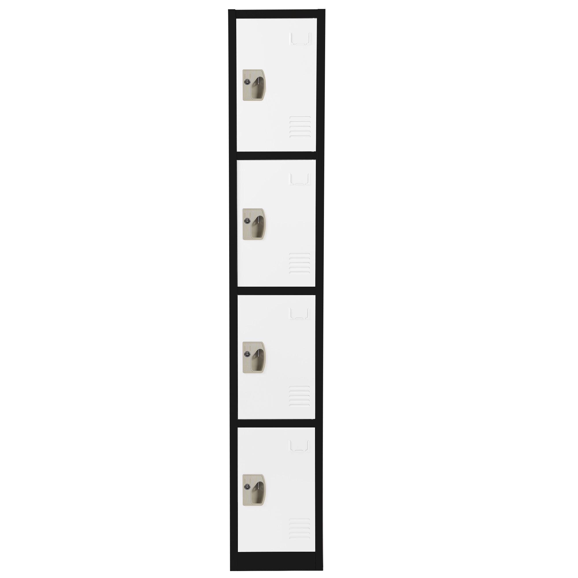 Alpine, 72in.H 4-Tier Steel Storage Locker, Black, 4-Pack, Height 72 in, Width 12 in, Color Black, Model# ADI629-204-B-W-PKG-4